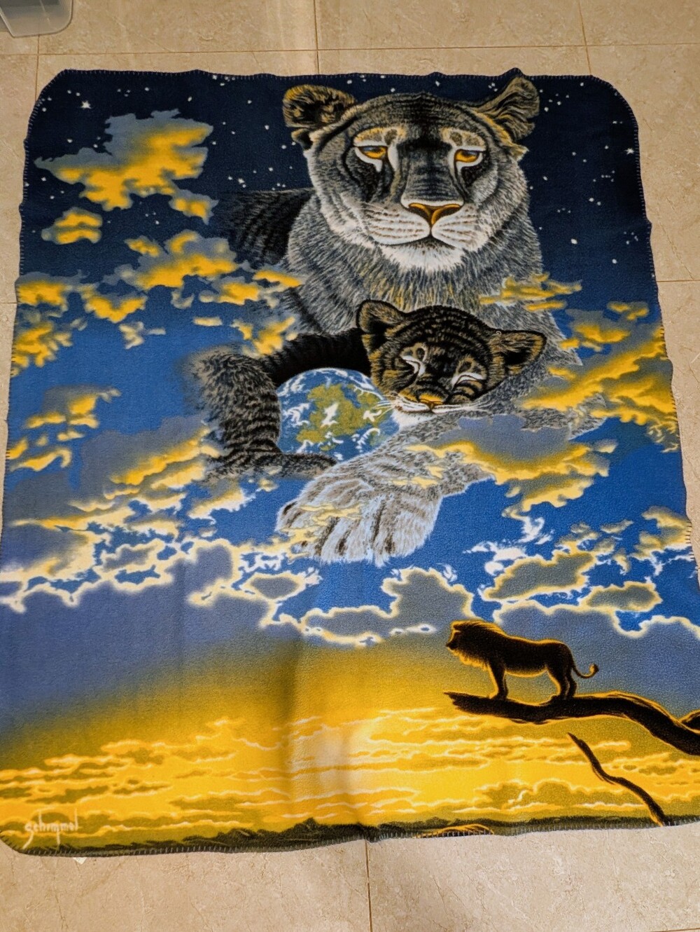 Lion and Cub Fleece Blanket
